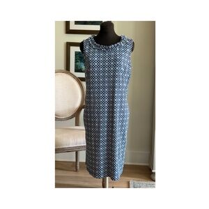 Talbots Women’s Size M Sleeveless Shift Dress Navy/Blue/White